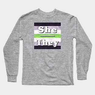 She-They Pronouns: Agender Long Sleeve T-Shirt